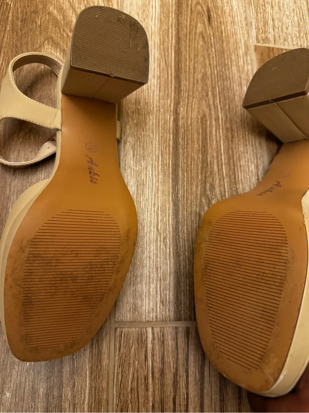 Women's Beige Chunky Block Heel Sandal with Ankle Strap